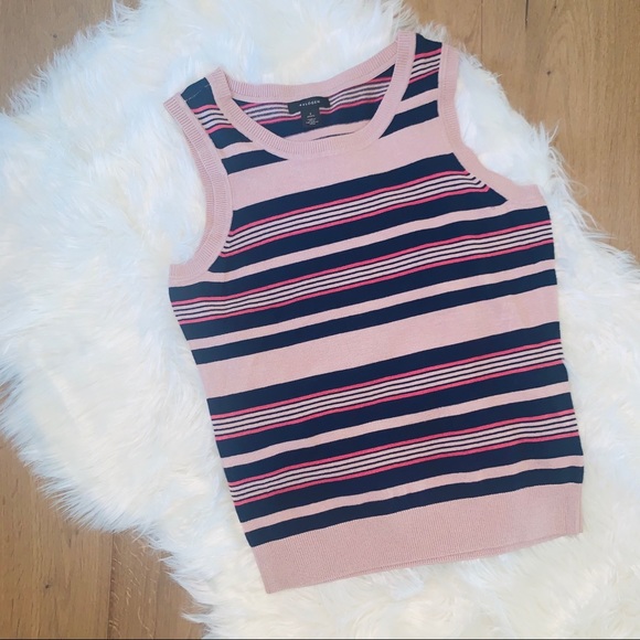Halogen Stripe Crewneck Knit Tank Top Petite Small - Picture 2 of 6